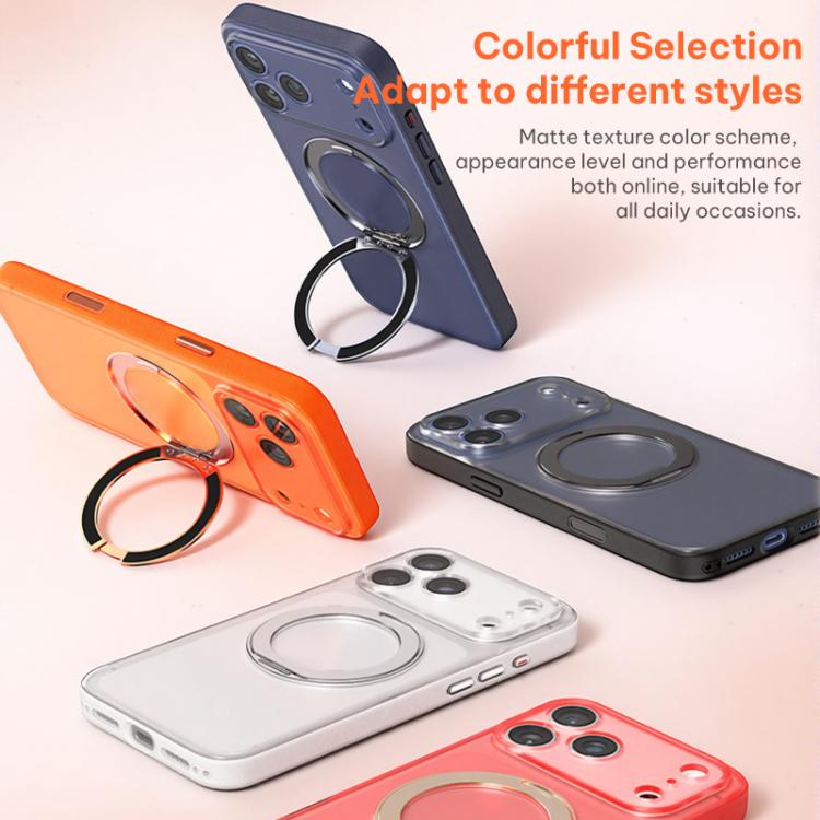 For iPhone 17 Pro Max Vegan Leather Magnetic Phone Case with 360 Degrees Rotating Stand