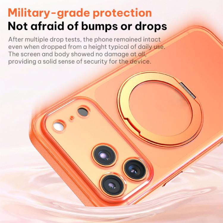 For iPhone 17 Vegan Leather Magnetic Phone Case with 360 Degrees Rotating Stand