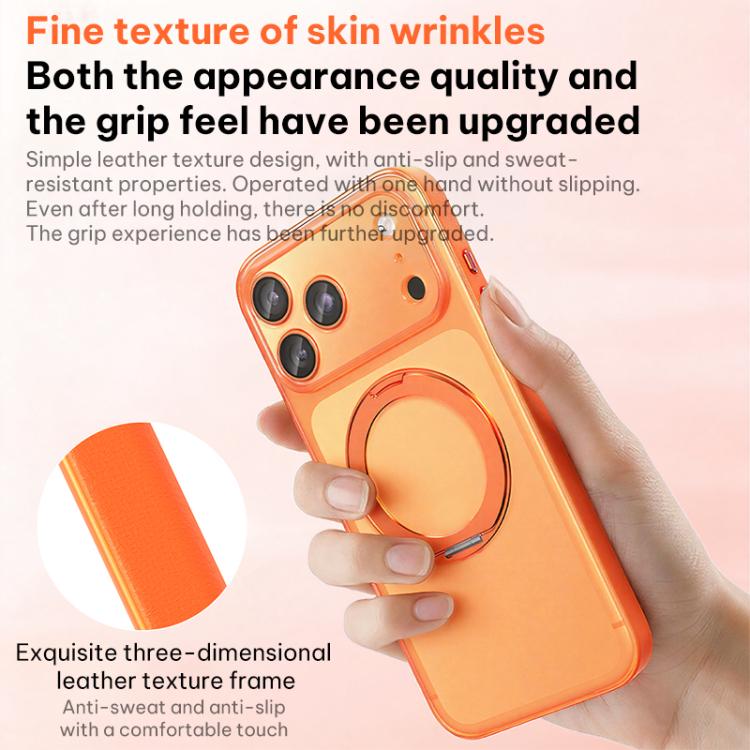 For iPhone 17 Pro Max Vegan Leather Magnetic Phone Case with 360 Degrees Rotating Stand
