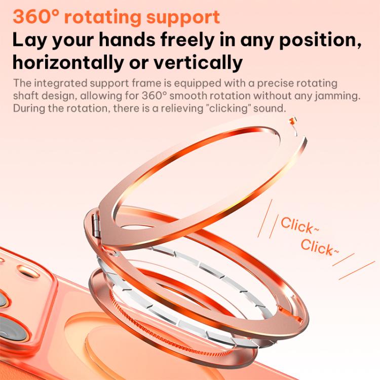 For iPhone 17 Vegan Leather Magnetic Phone Case with 360 Degrees Rotating Stand