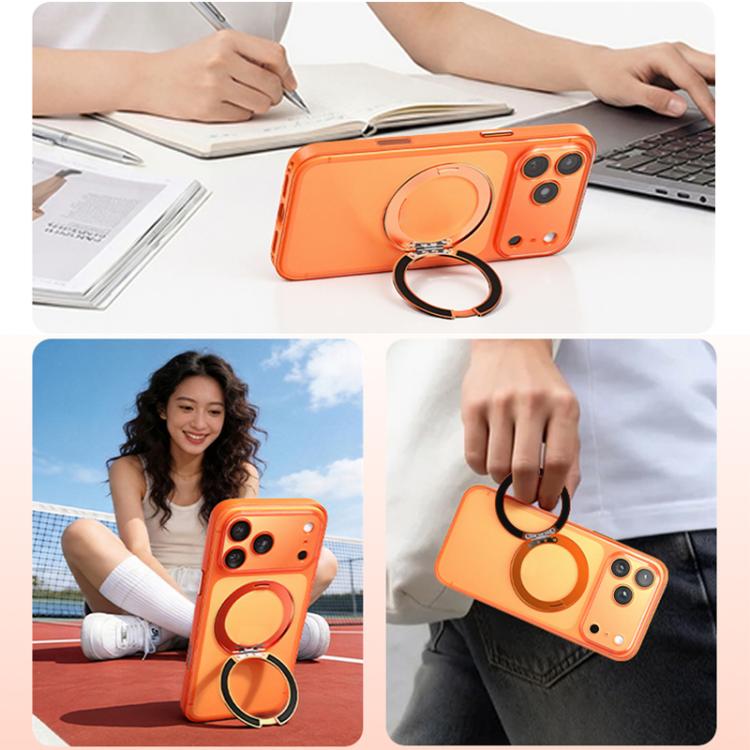 For iPhone 17 Pro Max Vegan Leather Magnetic Phone Case with 360 Degrees Rotating Stand