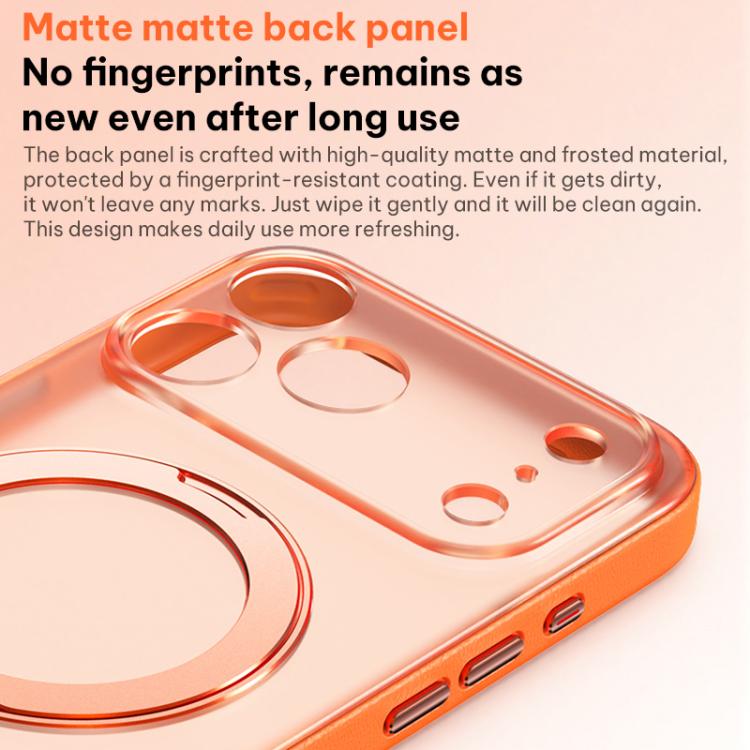 For iPhone 17 Pro Max Vegan Leather Magnetic Phone Case with 360 Degrees Rotating Stand