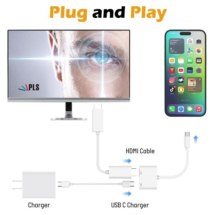 USB-C/Type-C to HDMI+USB-C/Type-C 4K/60HZ Digital AV Adapter - White