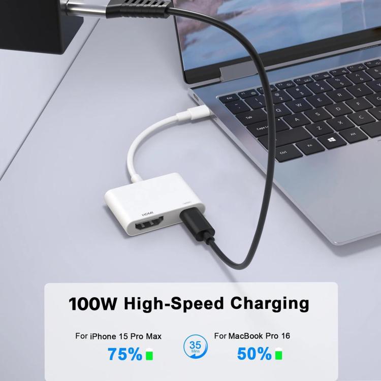 USB-C/Type-C to HDMI+USB-C/Type-C 4K/60HZ Digital AV Adapter - White