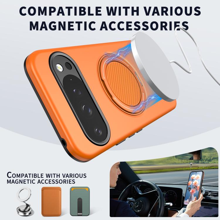 For Google Pixel 10 / 10 Pro / 9 / 9 Pro Metal Rotation Holder MagSafe TPU Hybrid PC Phone Case