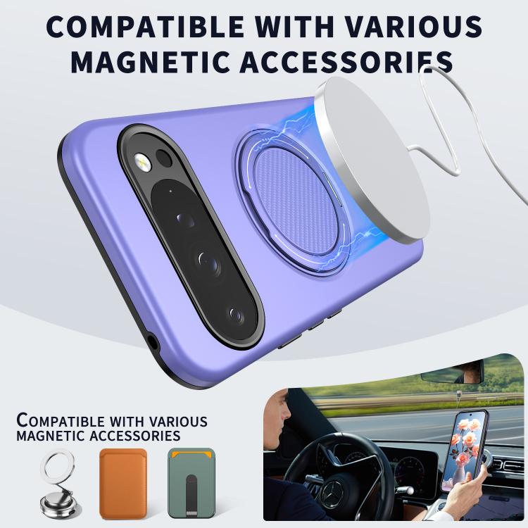 For Google Pixel 10 / 10 Pro / 9 / 9 Pro Metal Rotation Holder MagSafe TPU Hybrid PC Phone Case