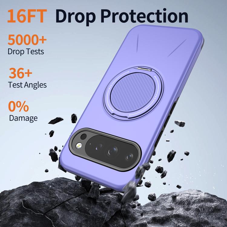 For Google Pixel 10 / 10 Pro / 9 / 9 Pro Metal Rotation Holder MagSafe TPU Hybrid PC Phone Case