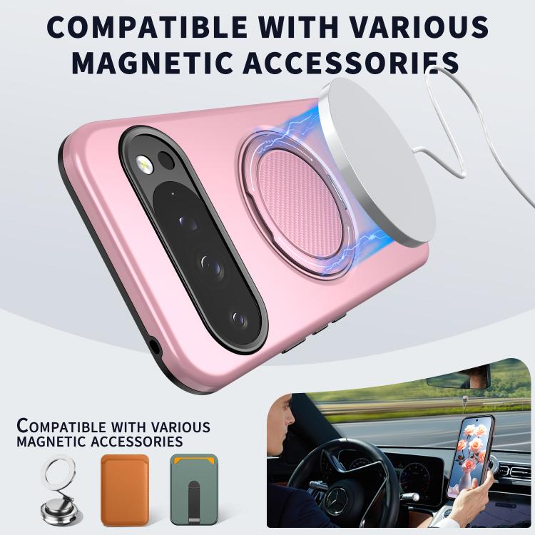 For Google Pixel 10 / 10 Pro / 9 / 9 Pro Metal Rotation Holder MagSafe TPU Hybrid PC Phone Case