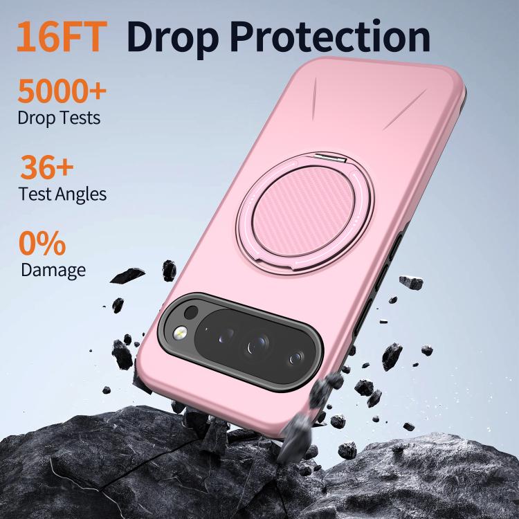For Google Pixel 10 / 10 Pro / 9 / 9 Pro Metal Rotation Holder MagSafe TPU Hybrid PC Phone Case
