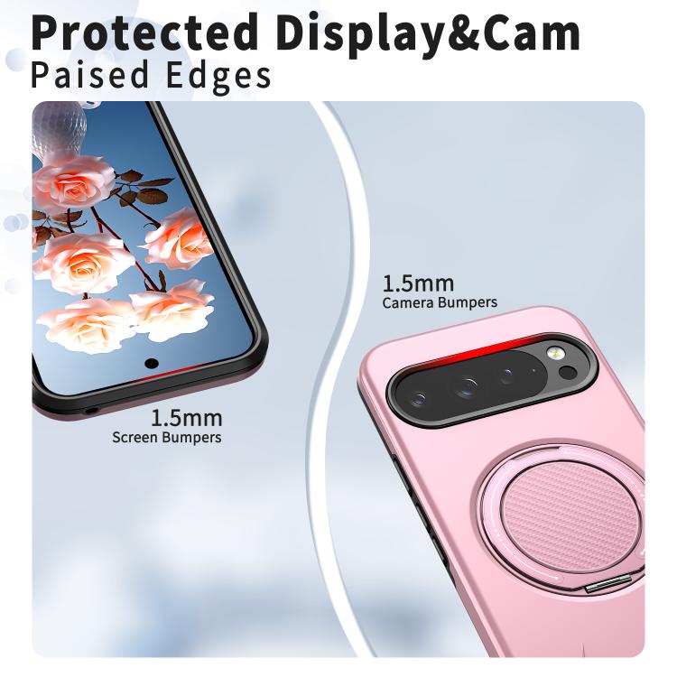 For Google Pixel 10 / 10 Pro / 9 / 9 Pro Metal Rotation Holder MagSafe TPU Hybrid PC Phone Case