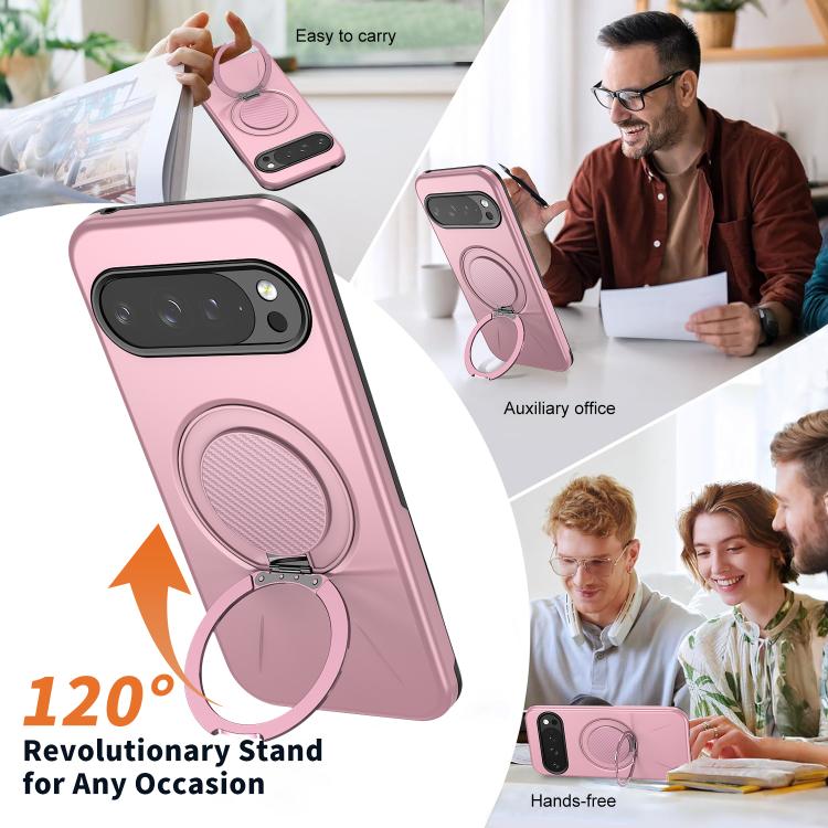 For Google Pixel 10 / 10 Pro / 9 / 9 Pro Metal Rotation Holder MagSafe TPU Hybrid PC Phone Case