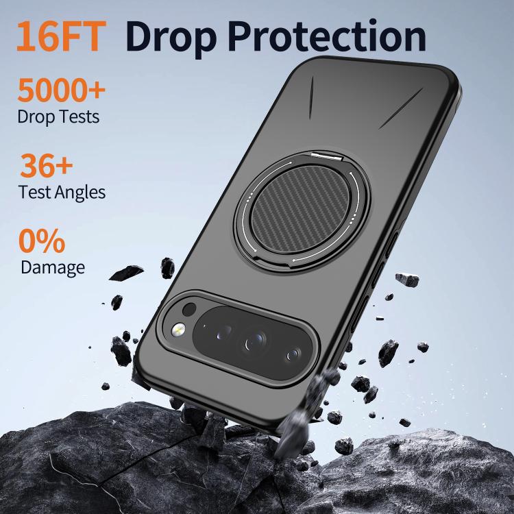 For Google Pixel 10 / 10 Pro / 9 / 9 Pro Metal Rotation Holder MagSafe TPU Hybrid PC Phone Case