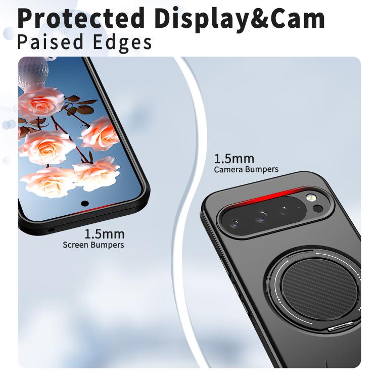 For Google Pixel 10 / 10 Pro / 9 / 9 Pro Metal Rotation Holder MagSafe TPU Hybrid PC Phone Case
