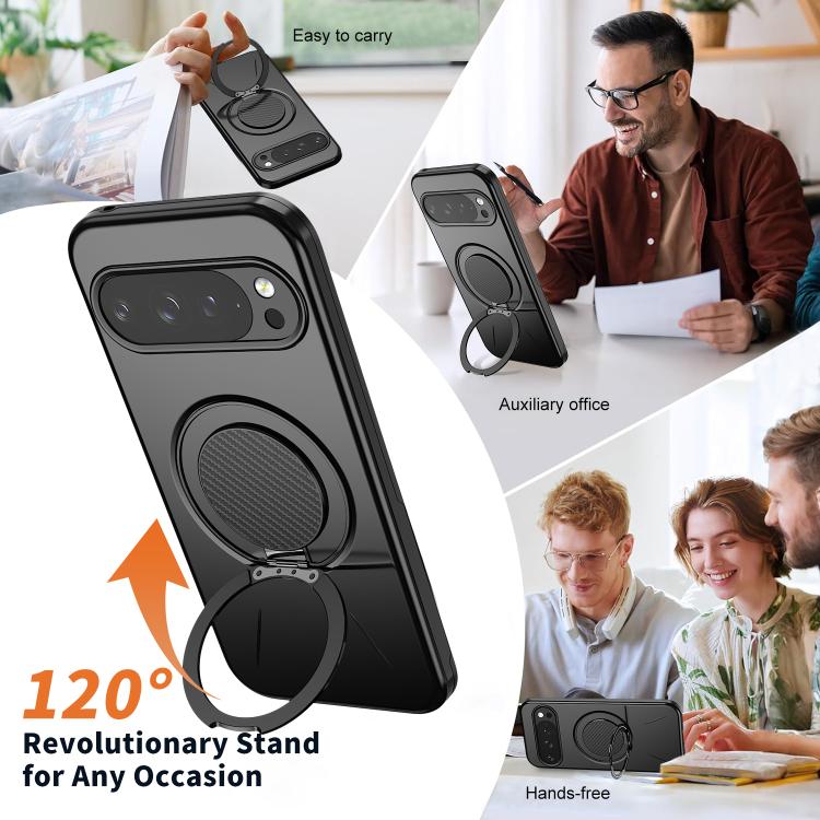 For Google Pixel 10 / 10 Pro / 9 / 9 Pro Metal Rotation Holder MagSafe TPU Hybrid PC Phone Case