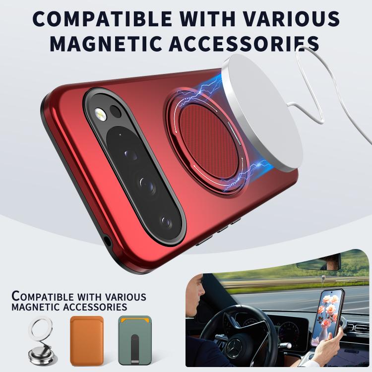 For Google Pixel 10 / 10 Pro / 9 / 9 Pro Metal Rotation Holder MagSafe TPU Hybrid PC Phone Case