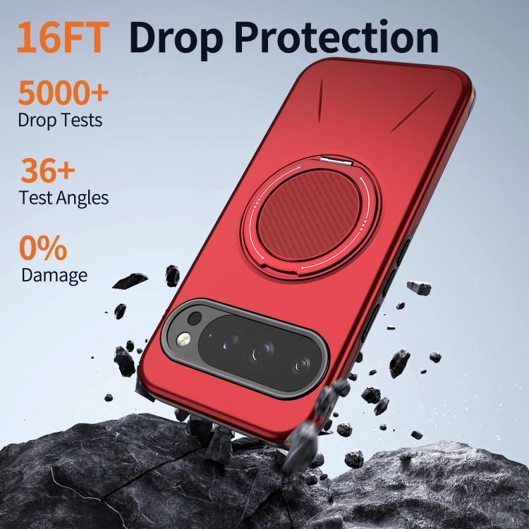 For Google Pixel 10 / 10 Pro / 9 / 9 Pro Metal Rotation Holder MagSafe TPU Hybrid PC Phone Case