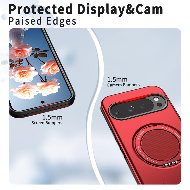 For Google Pixel 10 / 10 Pro / 9 / 9 Pro Metal Rotation Holder MagSafe TPU Hybrid PC Phone Case
