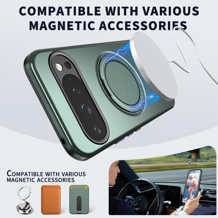 For Google Pixel 10 / 10 Pro / 9 / 9 Pro Metal Rotation Holder MagSafe TPU Hybrid PC Phone Case