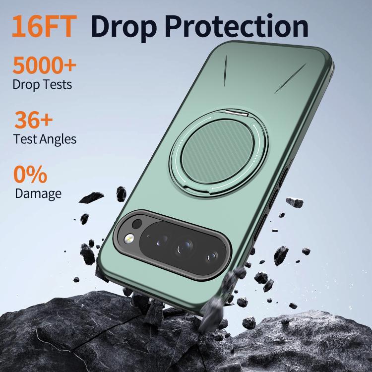 For Google Pixel 10 / 10 Pro / 9 / 9 Pro Metal Rotation Holder MagSafe TPU Hybrid PC Phone Case