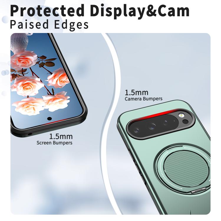 For Google Pixel 10 / 10 Pro / 9 / 9 Pro Metal Rotation Holder MagSafe TPU Hybrid PC Phone Case