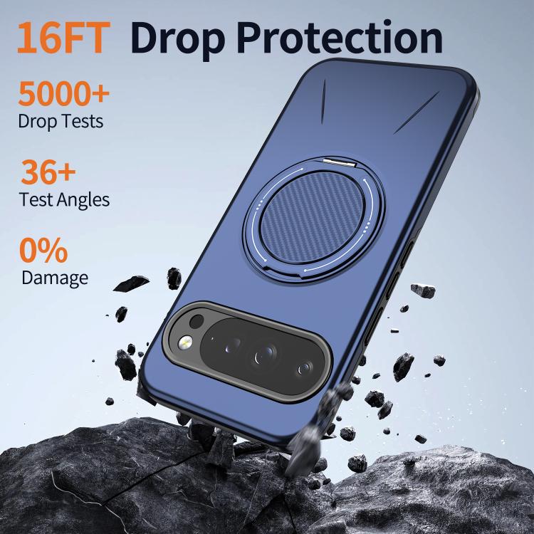 For Google Pixel 10 / 10 Pro / 9 / 9 Pro Metal Rotation Holder MagSafe TPU Hybrid PC Phone Case
