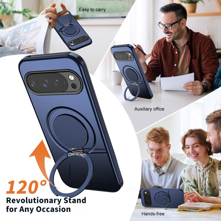 For Google Pixel 10 / 10 Pro / 9 / 9 Pro Metal Rotation Holder MagSafe TPU Hybrid PC Phone Case