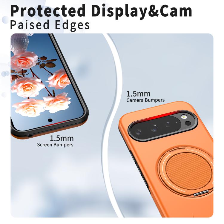 For Google Pixel 10 Pro XL / 9 Pro XL Metal Rotation Holder MagSafe TPU Hybrid PC Phone Case