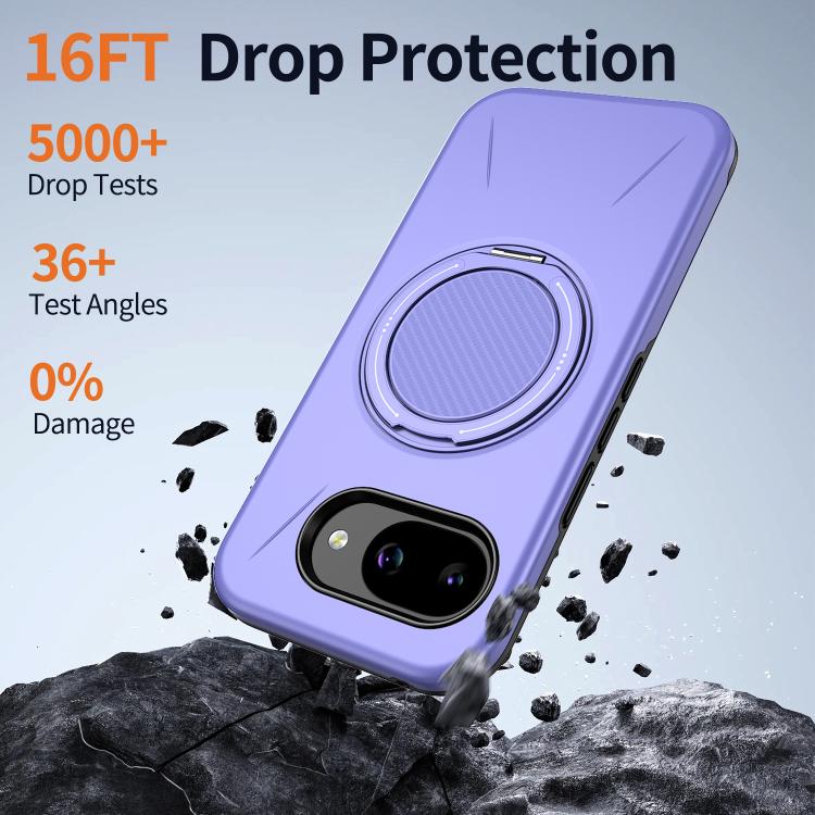 For Google Pixel 10a Metal Rotation Holder MagSafe TPU Hybrid PC Phone Case