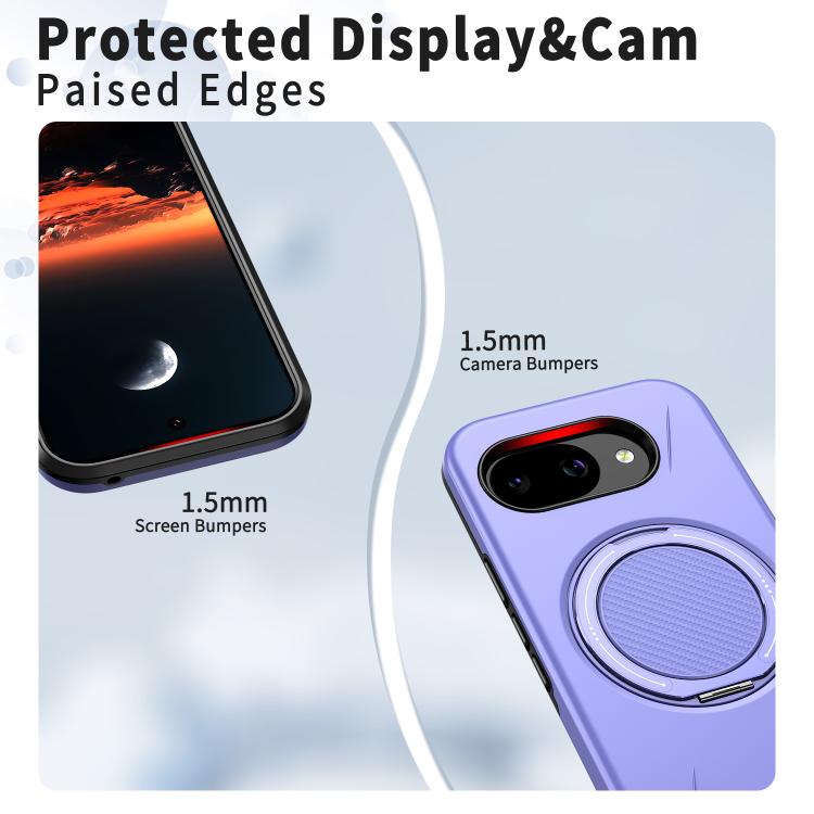 For Google Pixel 10a Metal Rotation Holder MagSafe TPU Hybrid PC Phone Case