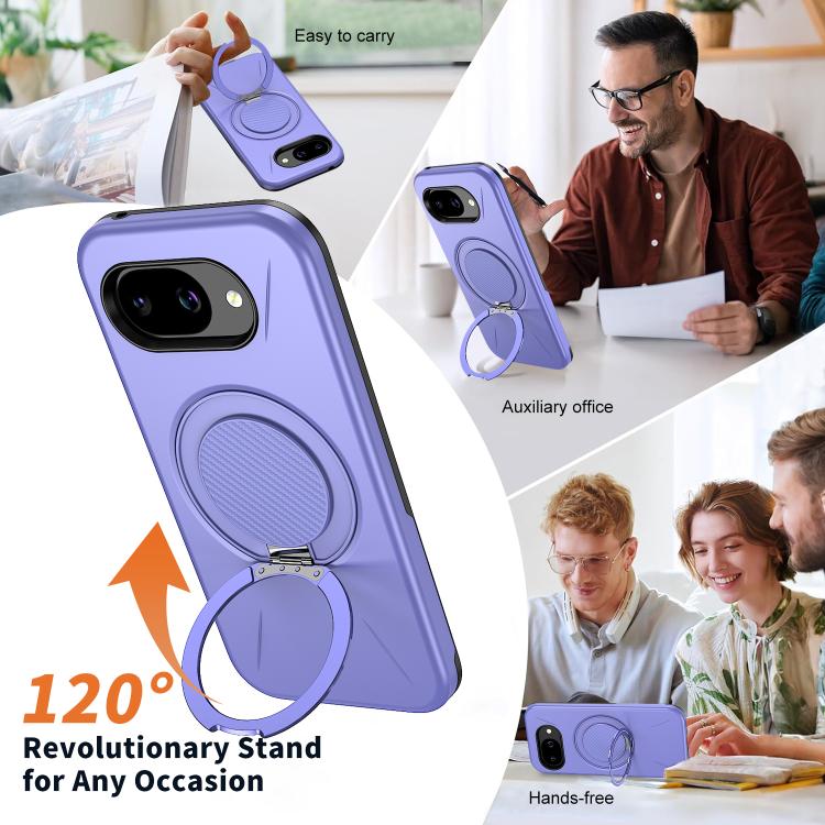 For Google Pixel 10a Metal Rotation Holder MagSafe TPU Hybrid PC Phone Case