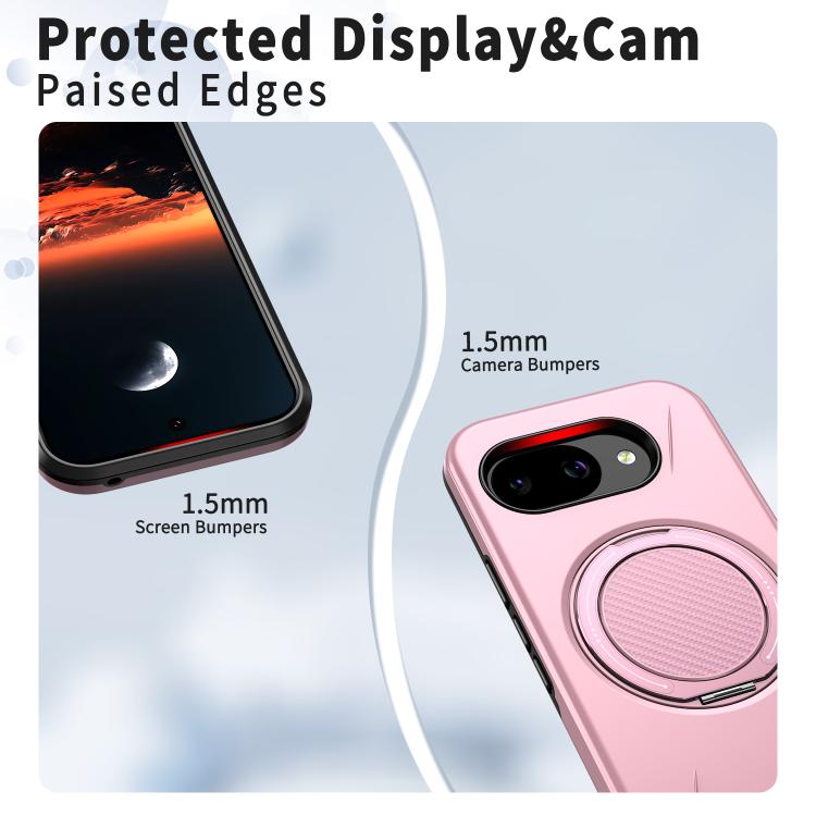 For Google Pixel 10a Metal Rotation Holder MagSafe TPU Hybrid PC Phone Case