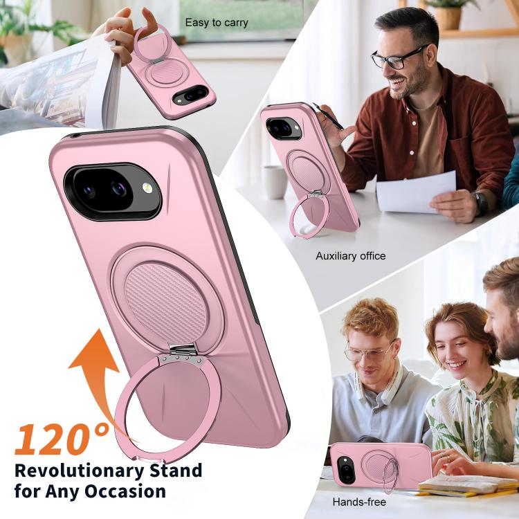 For Google Pixel 10a Metal Rotation Holder MagSafe TPU Hybrid PC Phone Case