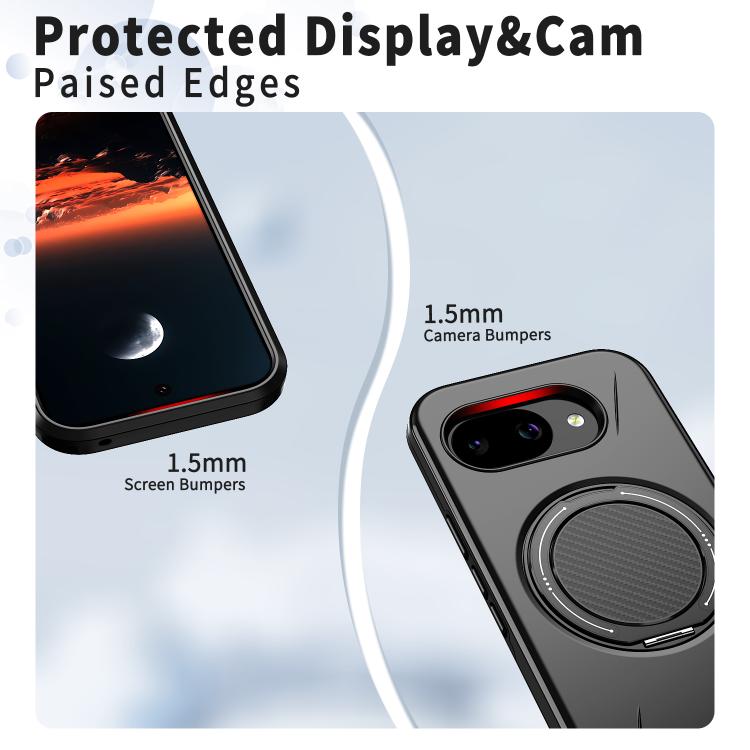 For Google Pixel 10a Metal Rotation Holder MagSafe TPU Hybrid PC Phone Case