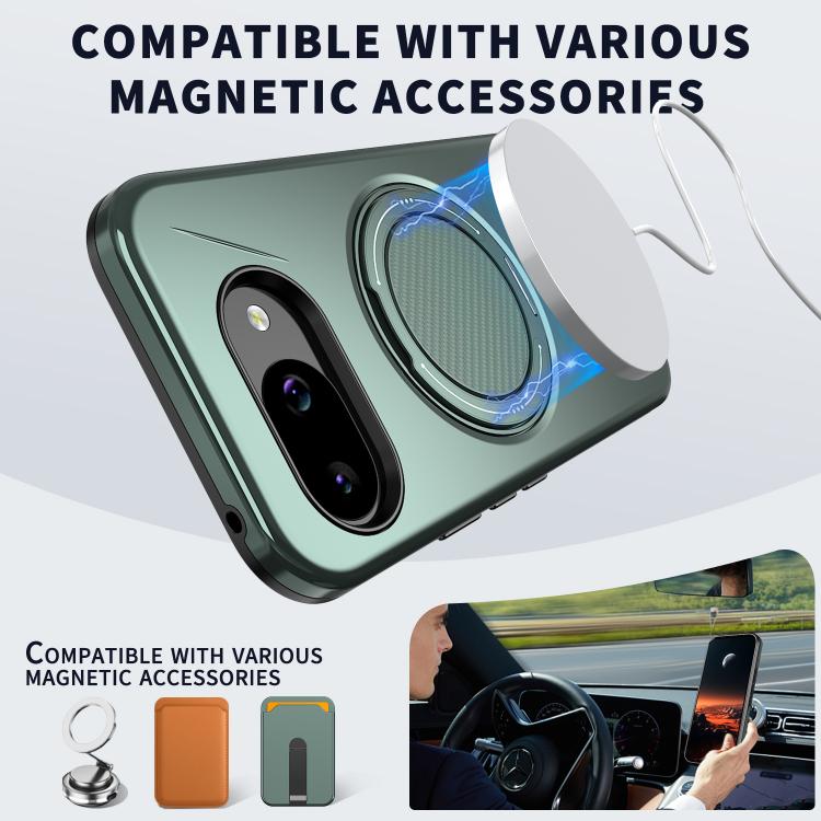 For Google Pixel 10a Metal Rotation Holder MagSafe TPU Hybrid PC Phone Case