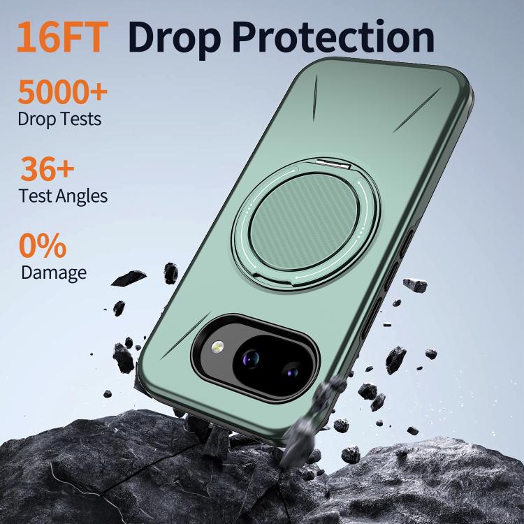 For Google Pixel 10a Metal Rotation Holder MagSafe TPU Hybrid PC Phone Case