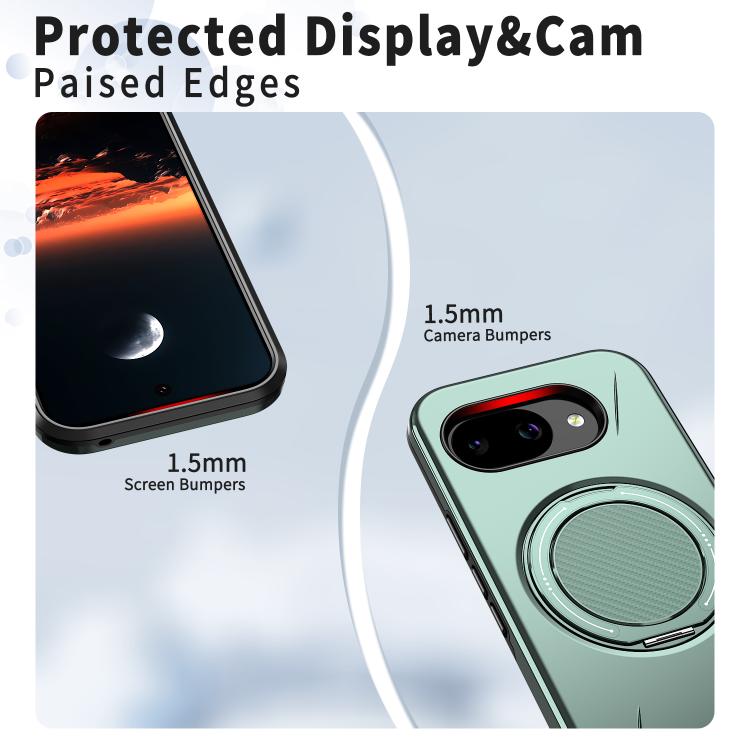 For Google Pixel 10a Metal Rotation Holder MagSafe TPU Hybrid PC Phone Case