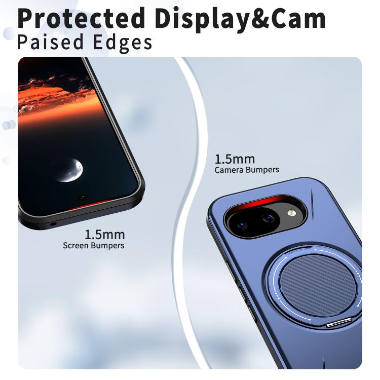 For Google Pixel 10a Metal Rotation Holder MagSafe TPU Hybrid PC Phone Case