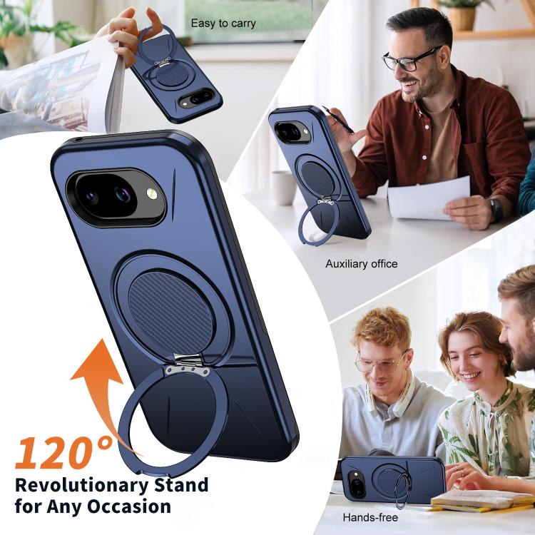 For Google Pixel 10a Metal Rotation Holder MagSafe TPU Hybrid PC Phone Case
