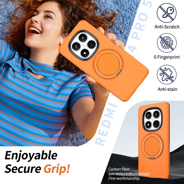 For Redmi Note 14 Pro 4G / 5G / Note 14 Pro+ 5G Metal Rotation Holder MagSafe TPU Hybrid PC Phone Case