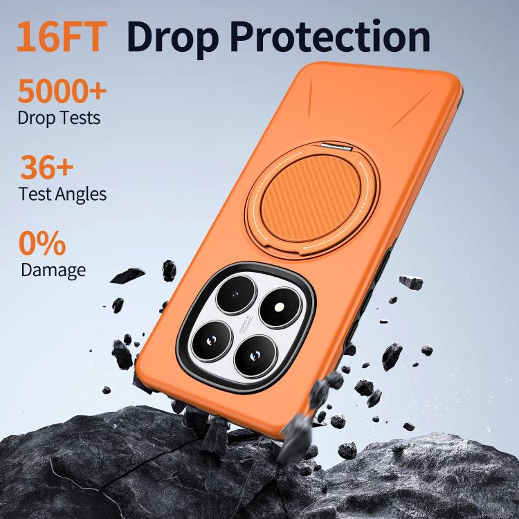 For Redmi Note 14 Pro 4G / 5G / Note 14 Pro+ 5G Metal Rotation Holder MagSafe TPU Hybrid PC Phone Case
