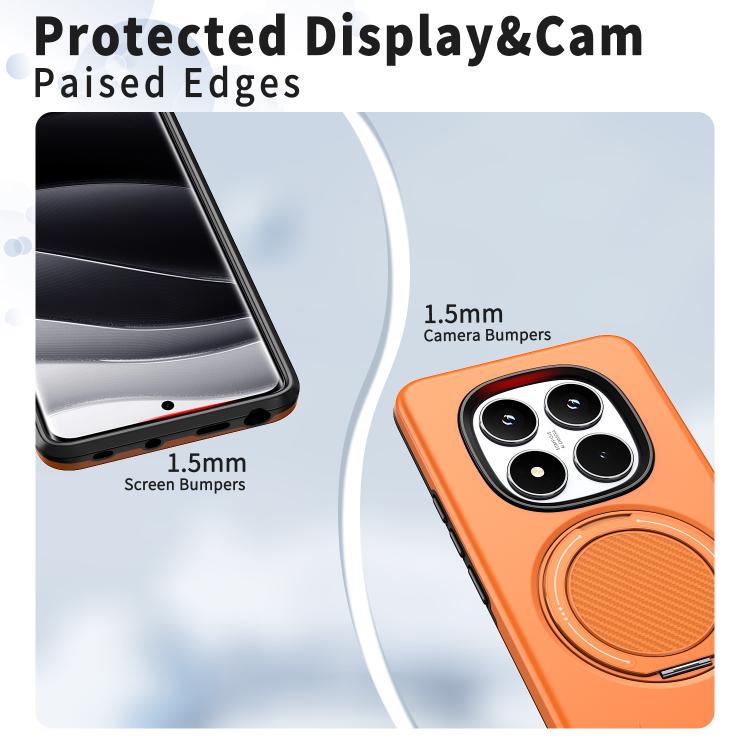 For Redmi Note 14 Pro 4G / 5G / Note 14 Pro+ 5G Metal Rotation Holder MagSafe TPU Hybrid PC Phone Case