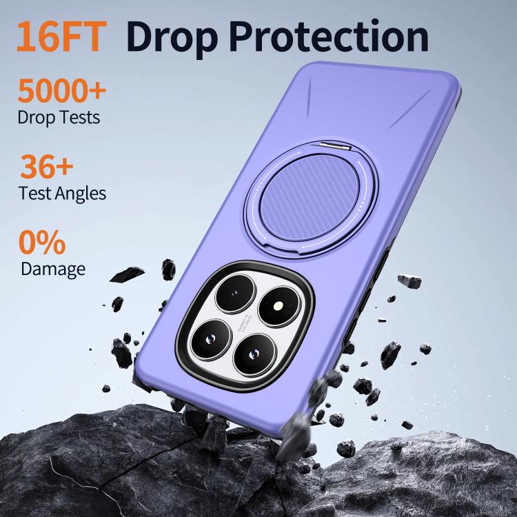 For Redmi Note 14 Pro 4G / 5G / Note 14 Pro+ 5G Metal Rotation Holder MagSafe TPU Hybrid PC Phone Case