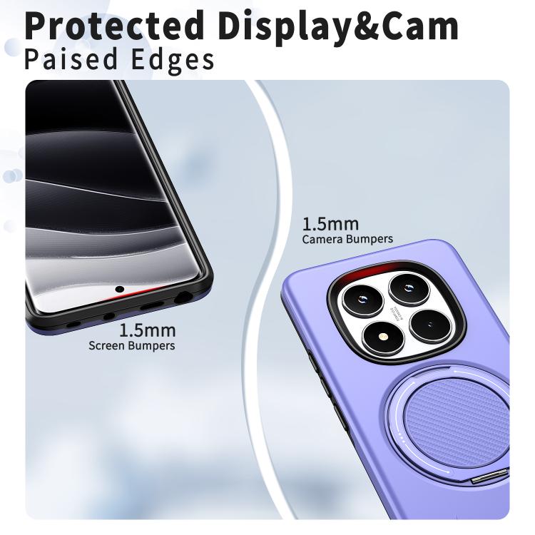 For Redmi Note 14 Pro 4G / 5G / Note 14 Pro+ 5G Metal Rotation Holder MagSafe TPU Hybrid PC Phone Case