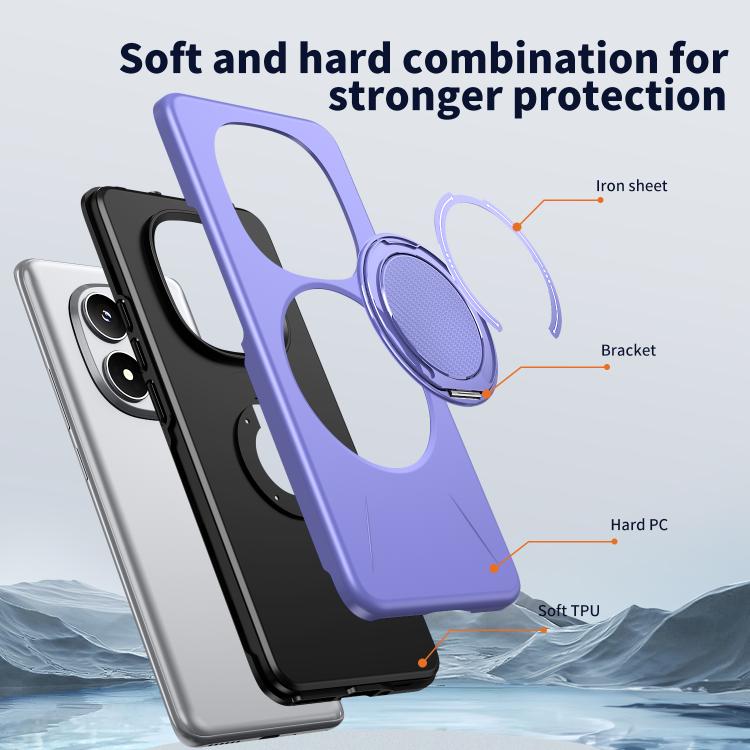 For Redmi Note 14 Pro 4G / 5G / Note 14 Pro+ 5G Metal Rotation Holder MagSafe TPU Hybrid PC Phone Case