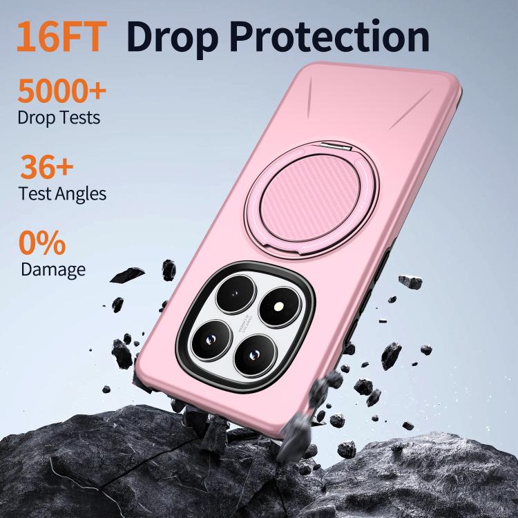 For Redmi Note 14 Pro 4G / 5G / Note 14 Pro+ 5G Metal Rotation Holder MagSafe TPU Hybrid PC Phone Case