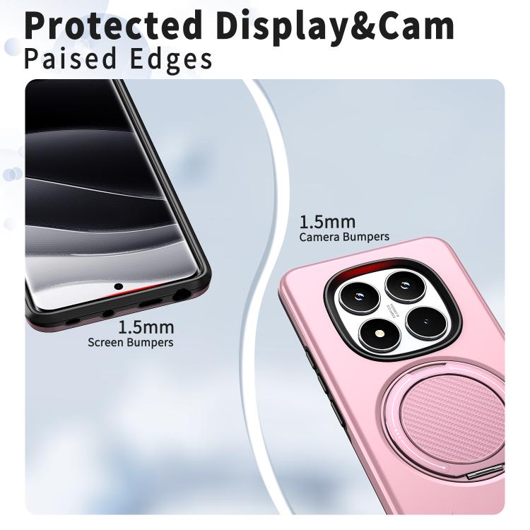 For Redmi Note 14 Pro 4G / 5G / Note 14 Pro+ 5G Metal Rotation Holder MagSafe TPU Hybrid PC Phone Case