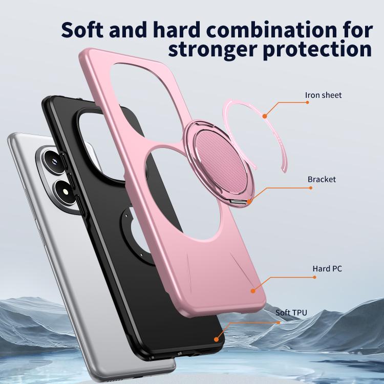 For Redmi Note 14 Pro 4G / 5G / Note 14 Pro+ 5G Metal Rotation Holder MagSafe TPU Hybrid PC Phone Case