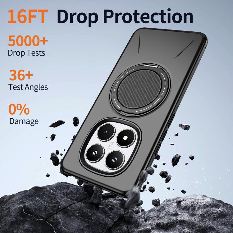 For Redmi Note 14 Pro 4G / 5G / Note 14 Pro+ 5G Metal Rotation Holder MagSafe TPU Hybrid PC Phone Case