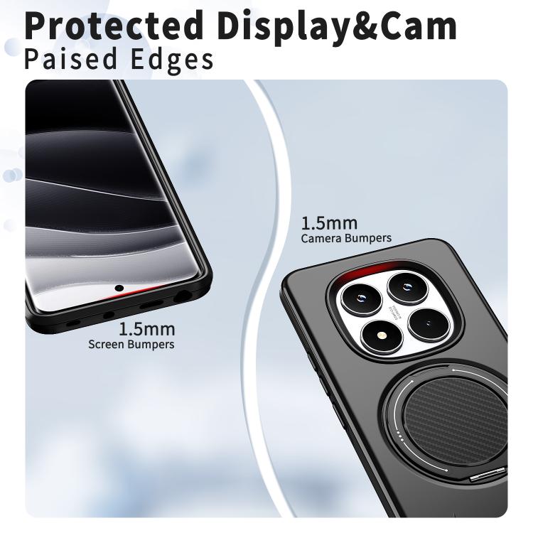 For Redmi Note 14 Pro 4G / 5G / Note 14 Pro+ 5G Metal Rotation Holder MagSafe TPU Hybrid PC Phone Case