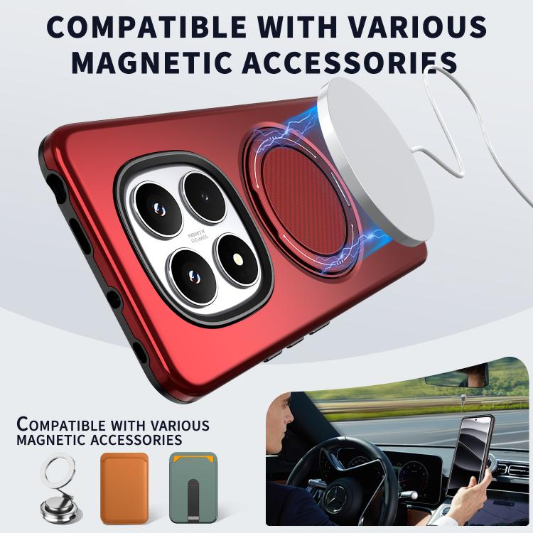 For Redmi Note 14 Pro 4G / 5G / Note 14 Pro+ 5G Metal Rotation Holder MagSafe TPU Hybrid PC Phone Case